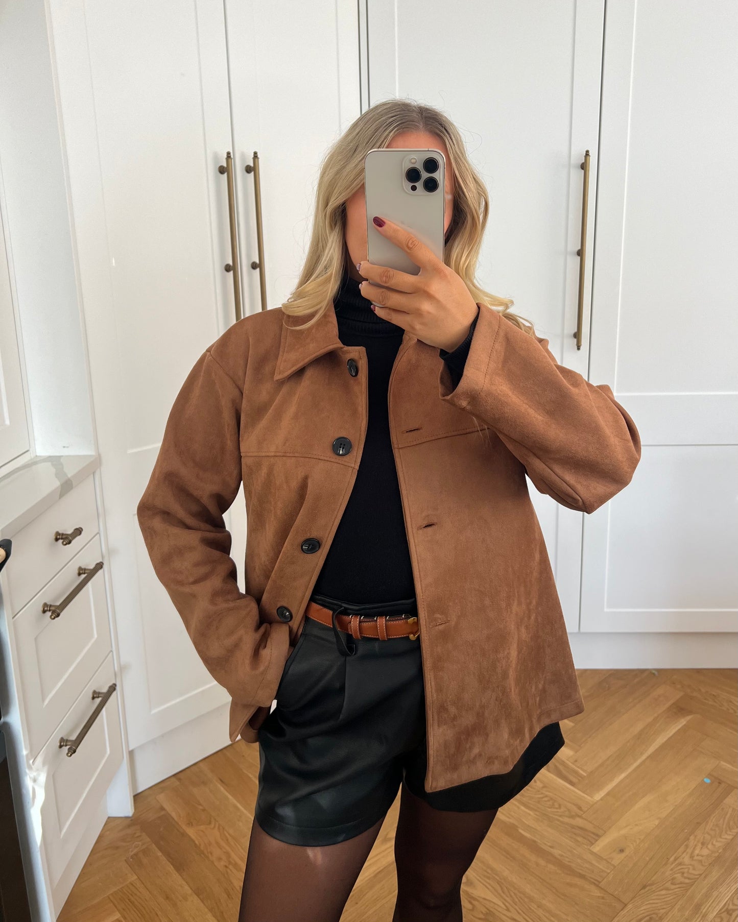 CLASSIC TAN FAUX SUEDE JACKET