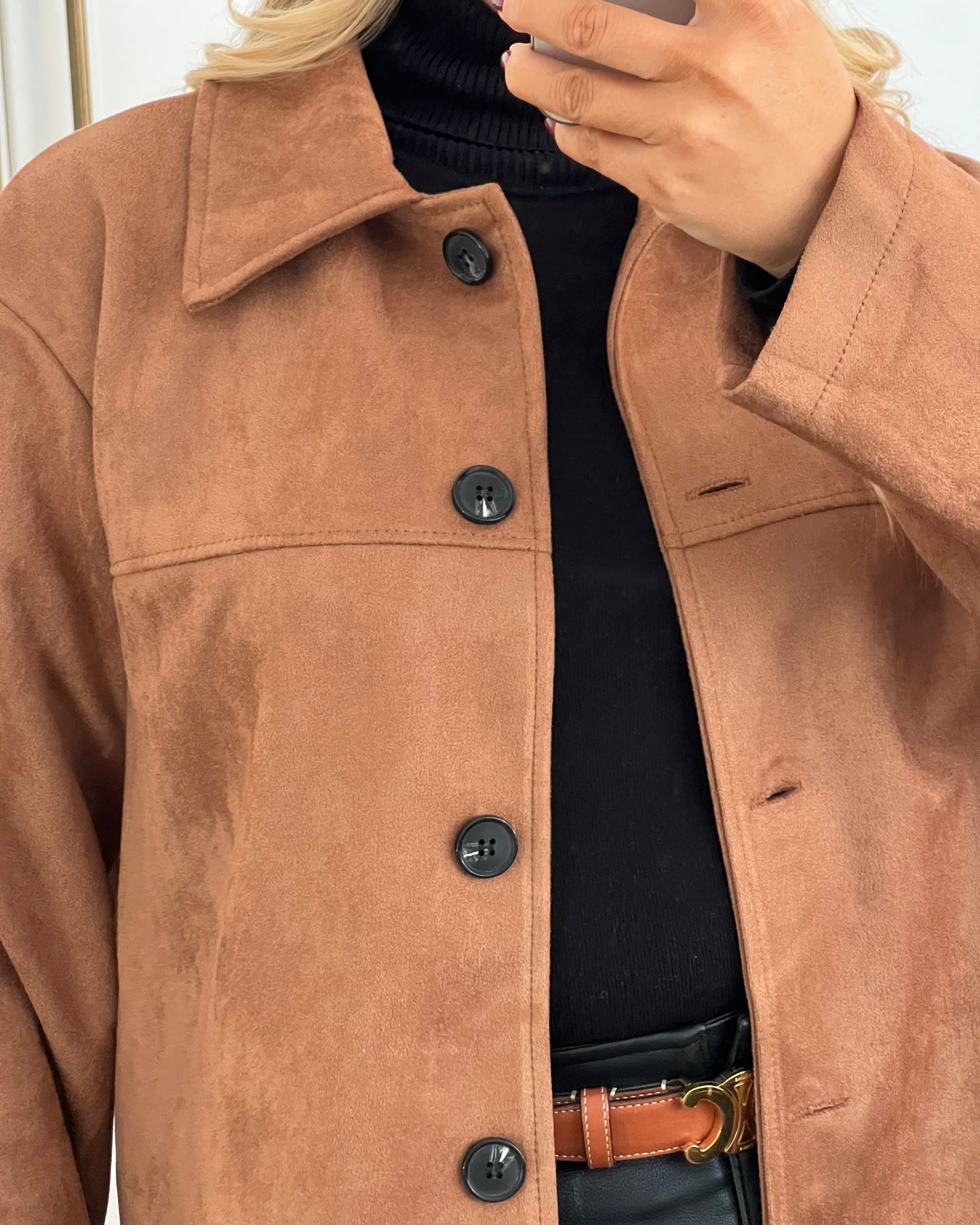 CLASSIC TAN FAUX SUEDE JACKET